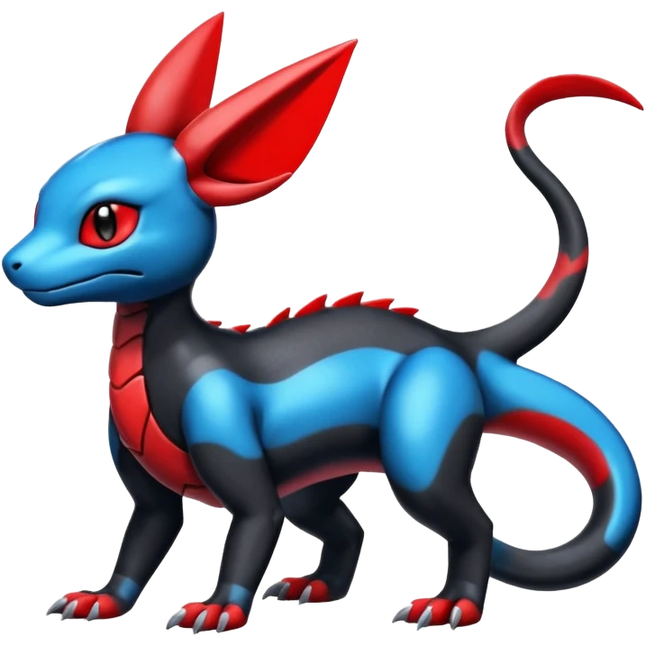 Cute Shiny Guilmon-Salandit-Umbreon-Fakémon-hybrid-creature (full body)  emoji