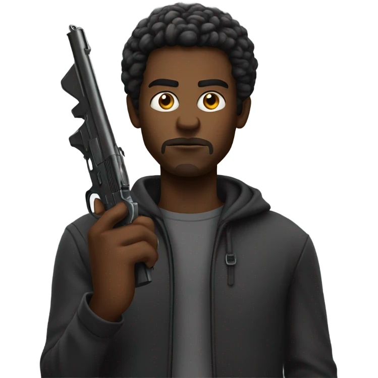 black guy with a gun emoji