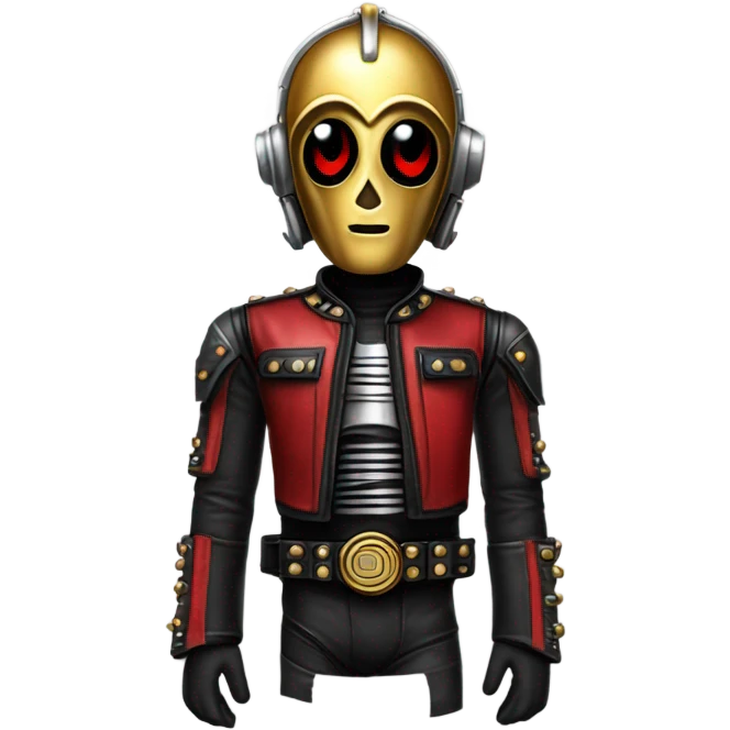  c3Po wearing Satan’s leather biker outfit walking emoji