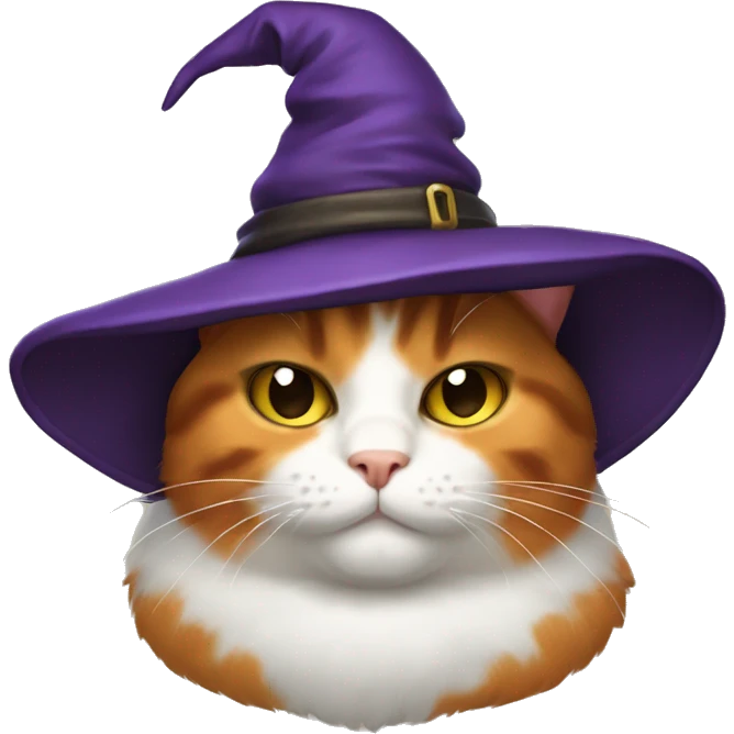 Fat calico cat witch hat emoji