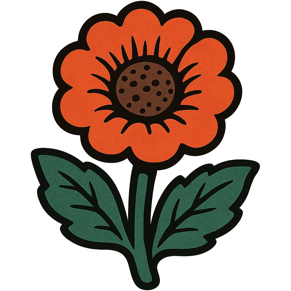 bold ghibli style icon of a flower emoji