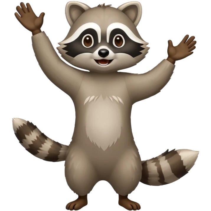 a full body raccoon celebrating hands up  emoji