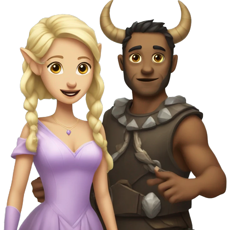 a princess and a monster with horns emoji