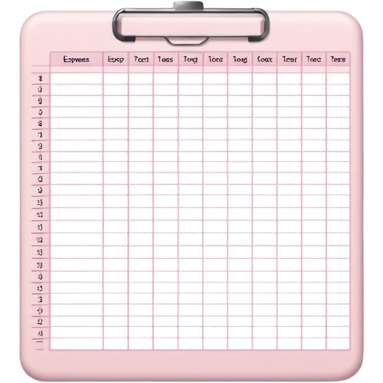 Light Pale Pink household Expenses tracker paper emoji