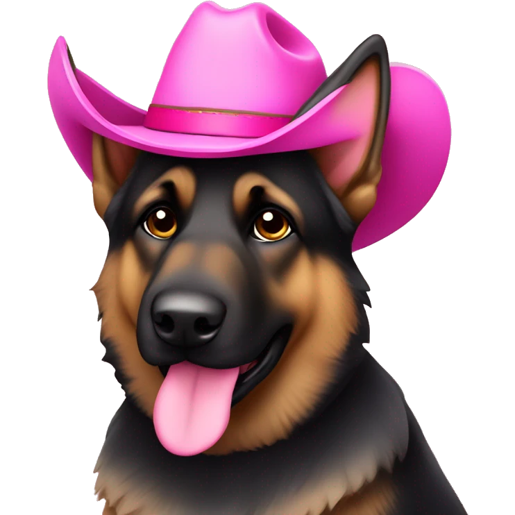 Dark German shepherd in pink cowboy hat emoji