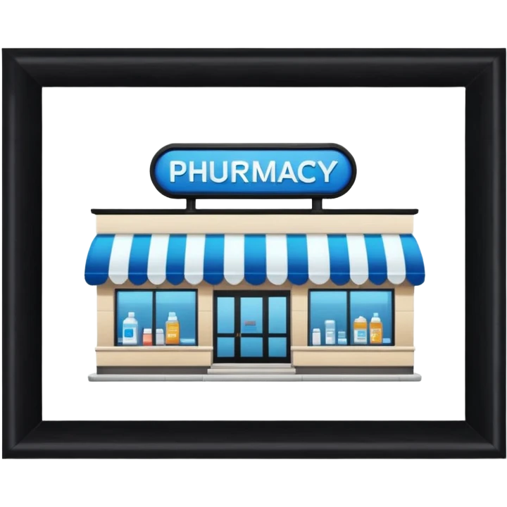 Please create an image of the pharmacy.
Dugstore, Pharmacy. There's no writing on it
Just an image that can show that it's a pharmacy emoji