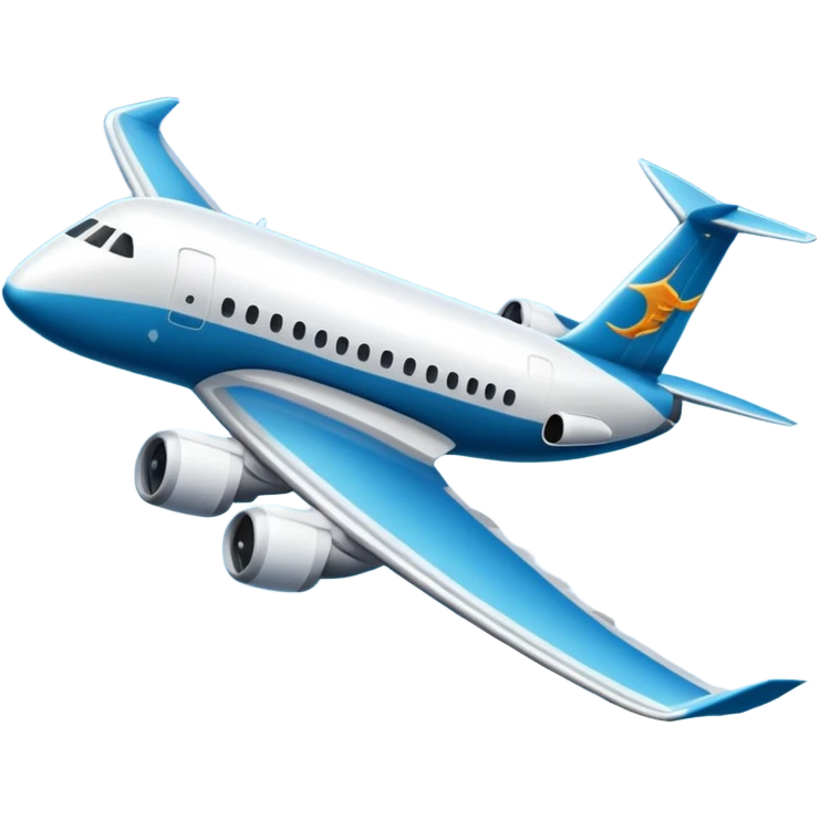 A wide-body aircraft with tall tail fins and glowing cabin windows cruising at high altitude.
 emoji