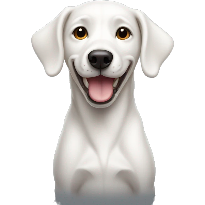 skinny smiling white dog  emoji