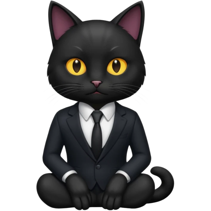 real cat black siting with a suit on emoji