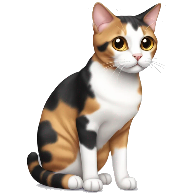 side view full body fat shorthair calico cat emoji