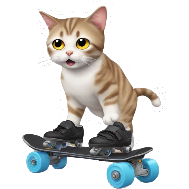 confused rollerblading cat having no idea wtf is going on emoji