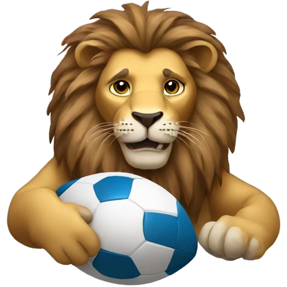 Lion holding a football emoji
