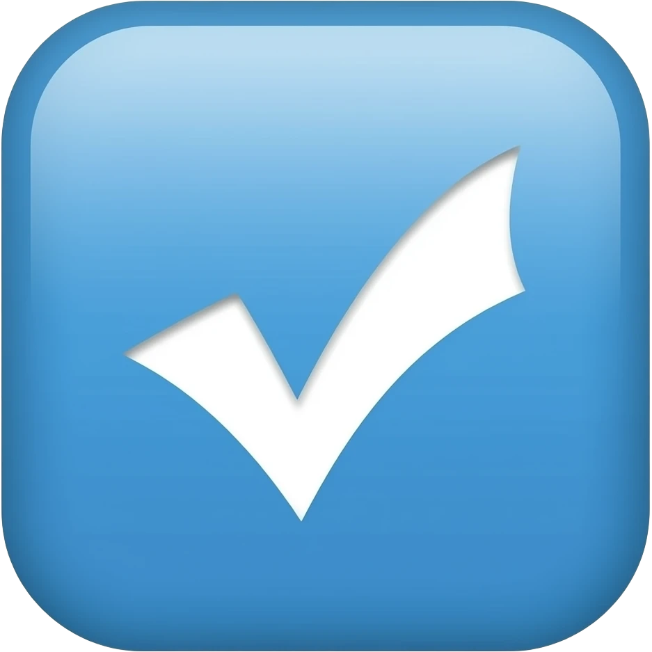 A blue square with a checkmark in the middle emoji