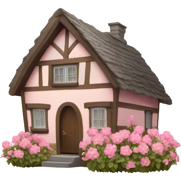 cottage with pink flowers emoji
