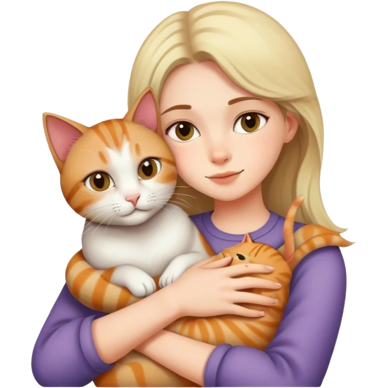 cat cuddles veterinarian girl emoji