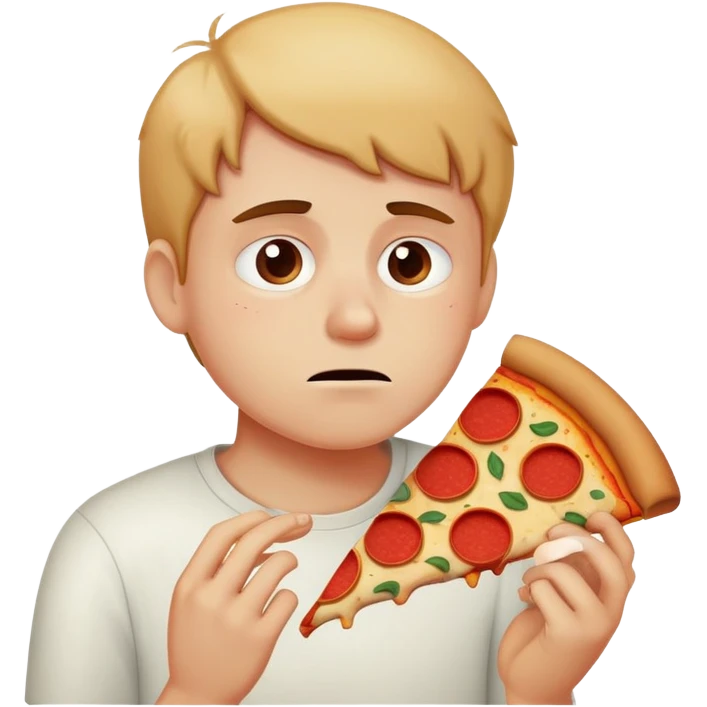 sad face eating pizza emoji