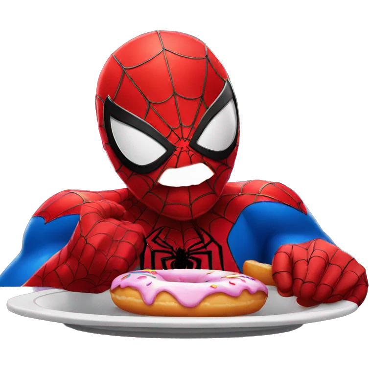 Spider-Man eating a donut emoji