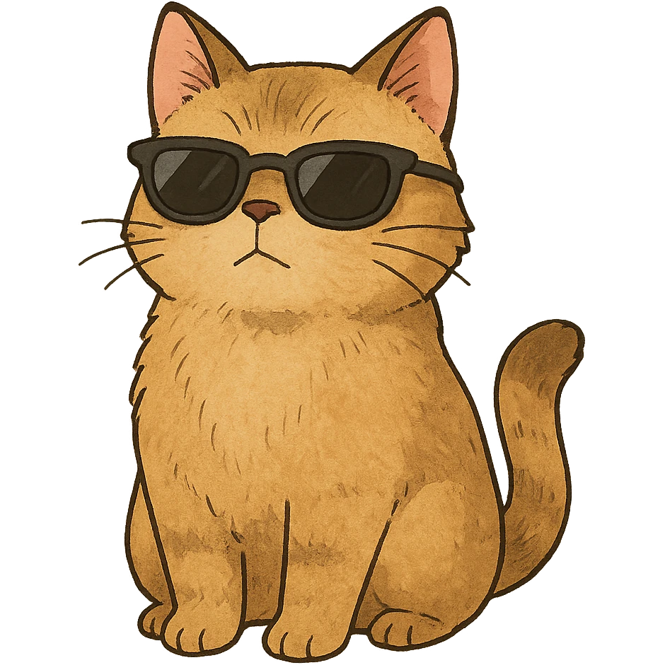 ghibli style cat wearing sunglasses emoji