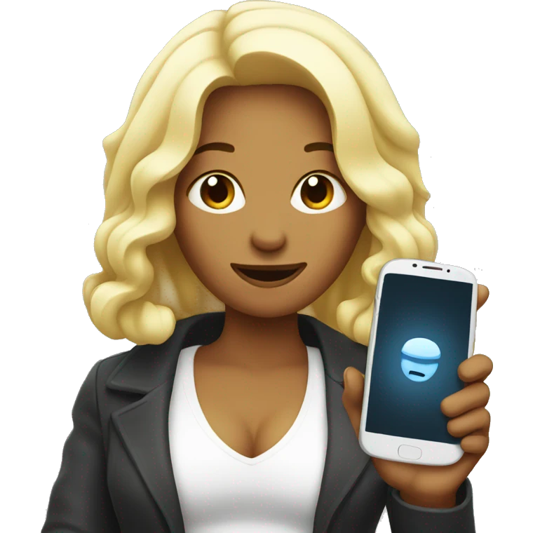 woman showing big phone emoji