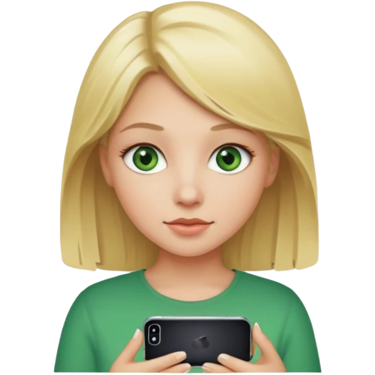 Blonde green eyed girl with iPhone emoji