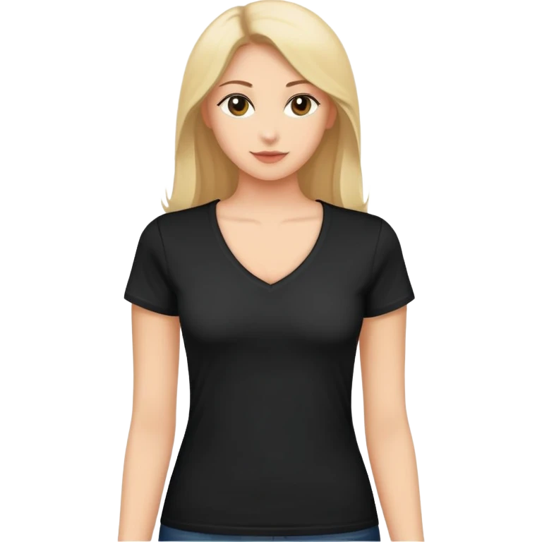 black women's V-neck t-shirt, fitted feminine cut, only the garment, no human form, simple clothing item on white background emoji