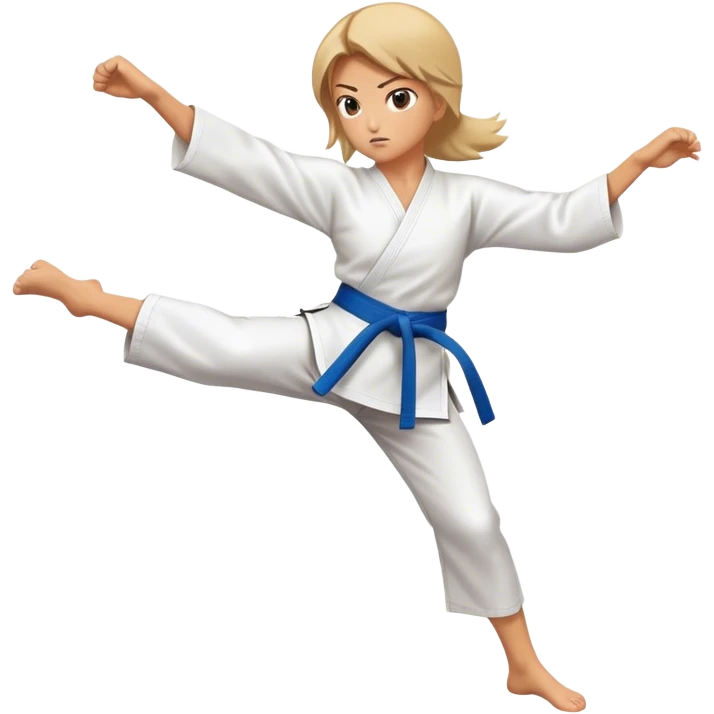 White women karate kick emoji