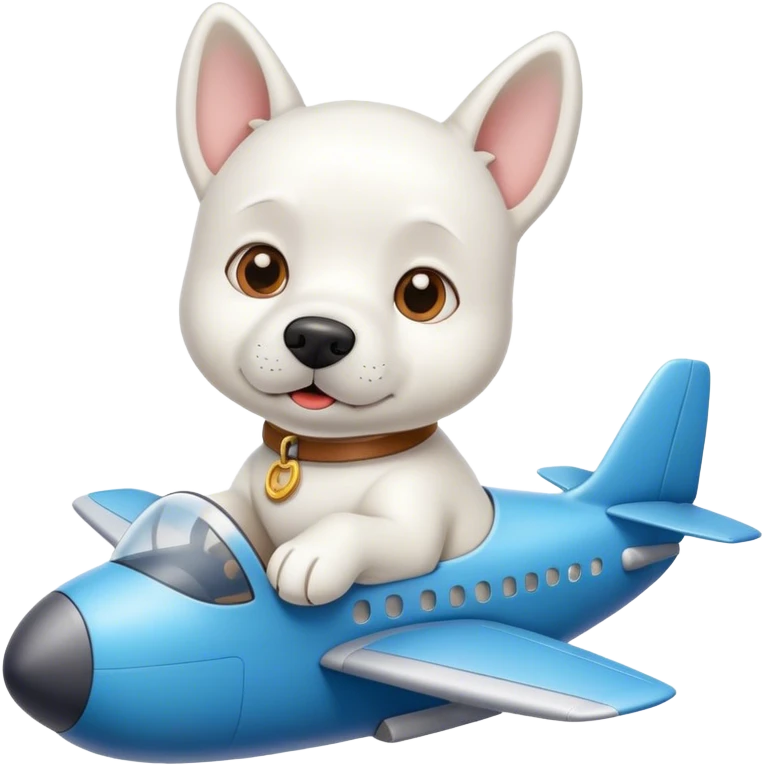 white dog in an airplane emoji
