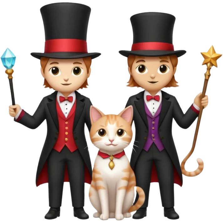 magician couple and their pet cat emoji