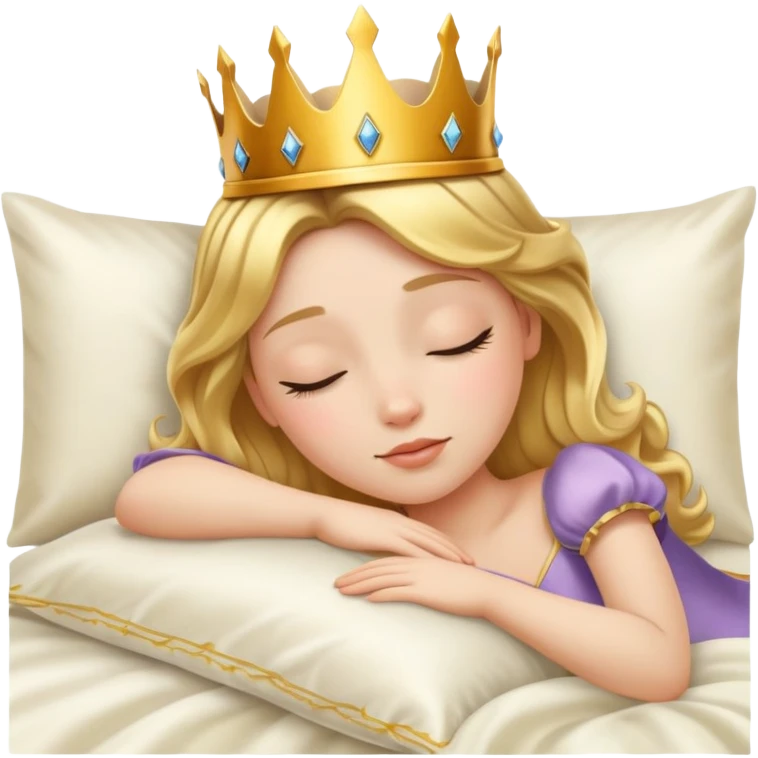 sleeping princess with crown in bed emoji