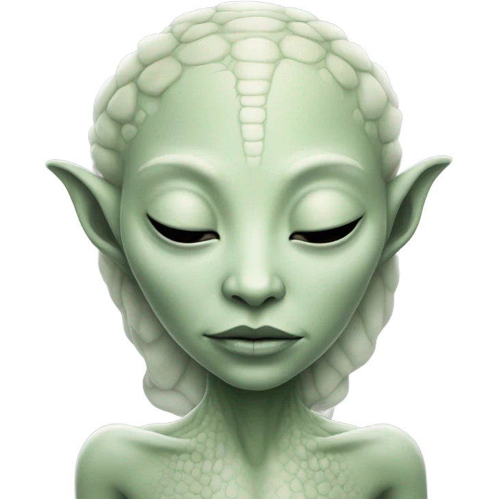 a Reptilian alien white woman, full body, sleeping emoji