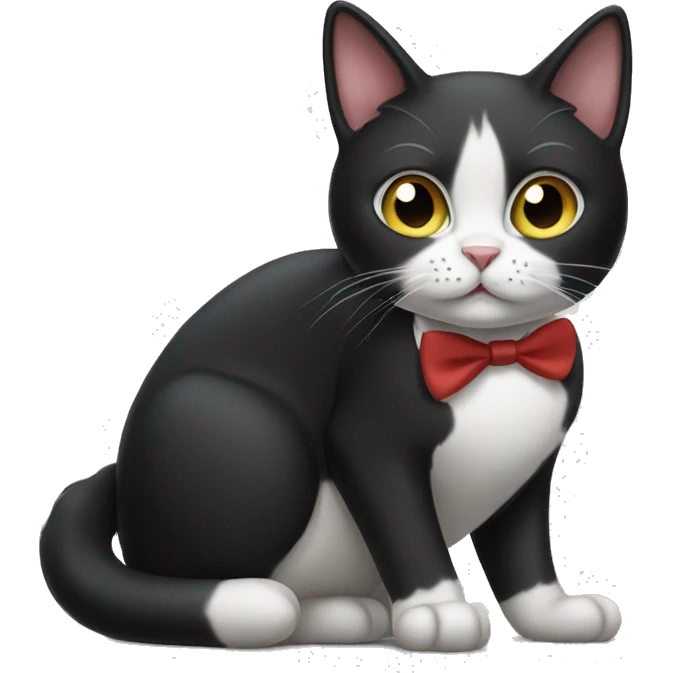 Tuxedo cat yowling emoji