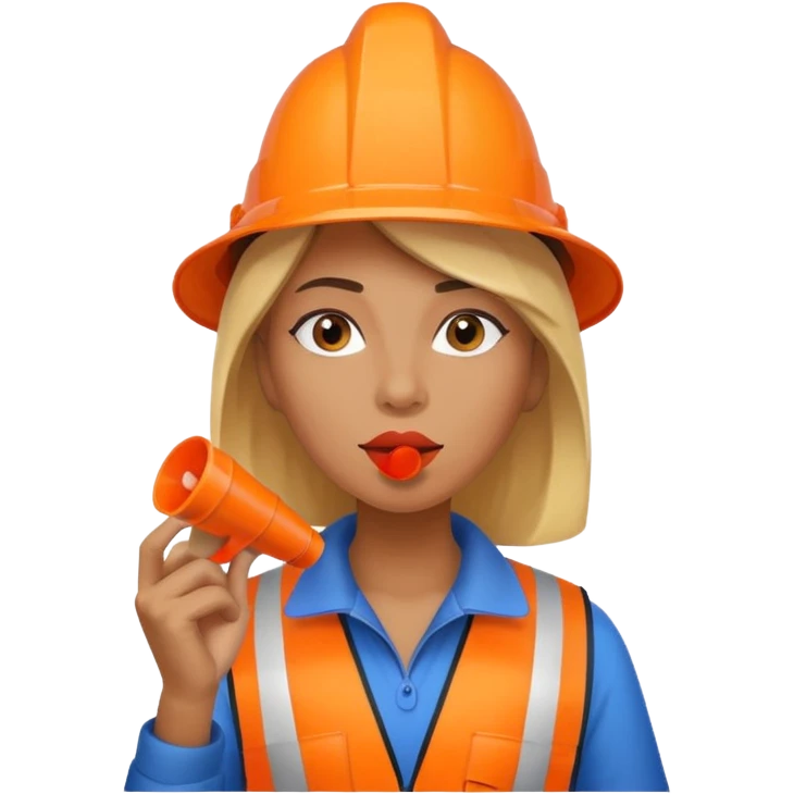 ağzında düdük kafasında huni olan kadın emoji
