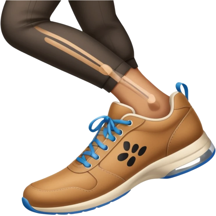 a shoe with a foot inside, stepping and showing a clear shoe print below. and leg with motion line







 emoji