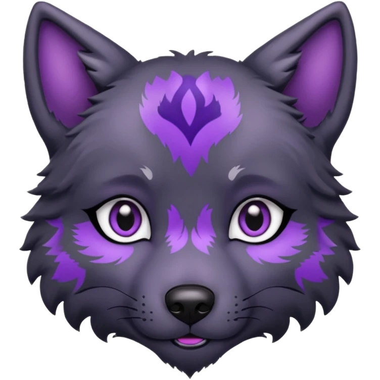 puppy eyes black wolf with purple pattern emoji