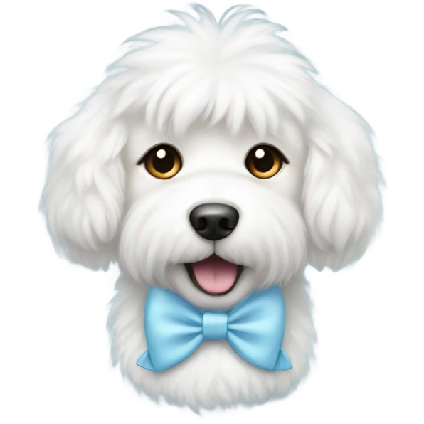 White cute dog with light blue bow emoji