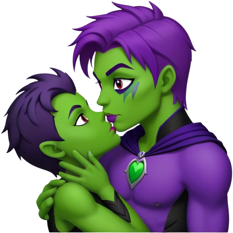 Beast boy kiss raven emoji