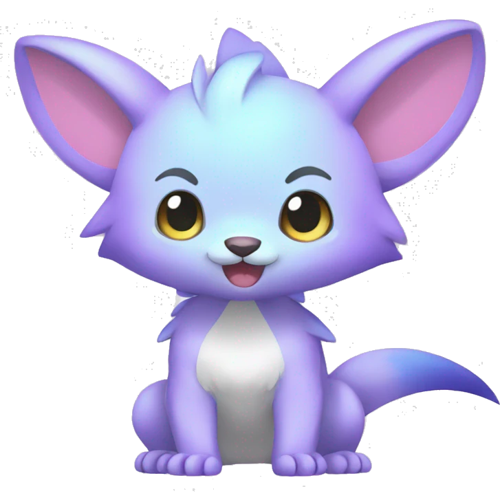 Cute cool white blue purple pink animal hybrid Fakemon full body emoji