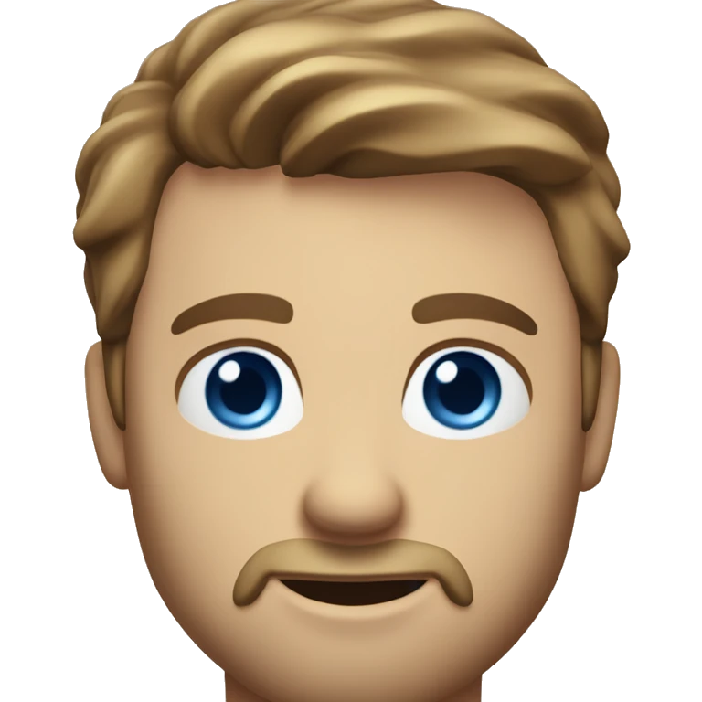 A head and shoulders shot of a 33 year old white man, with short brown hair, with stubble facial hair,   with blue eyes wearing a t-shirt. emoji