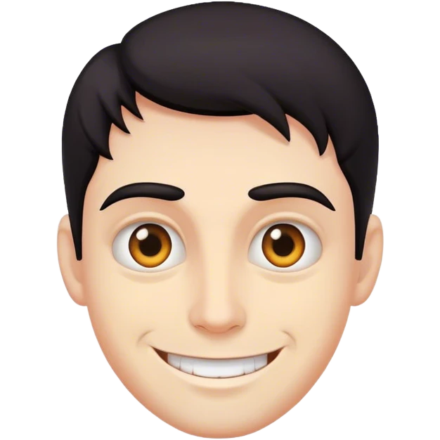 Dark haired guy with creepy stare and smile  emoji