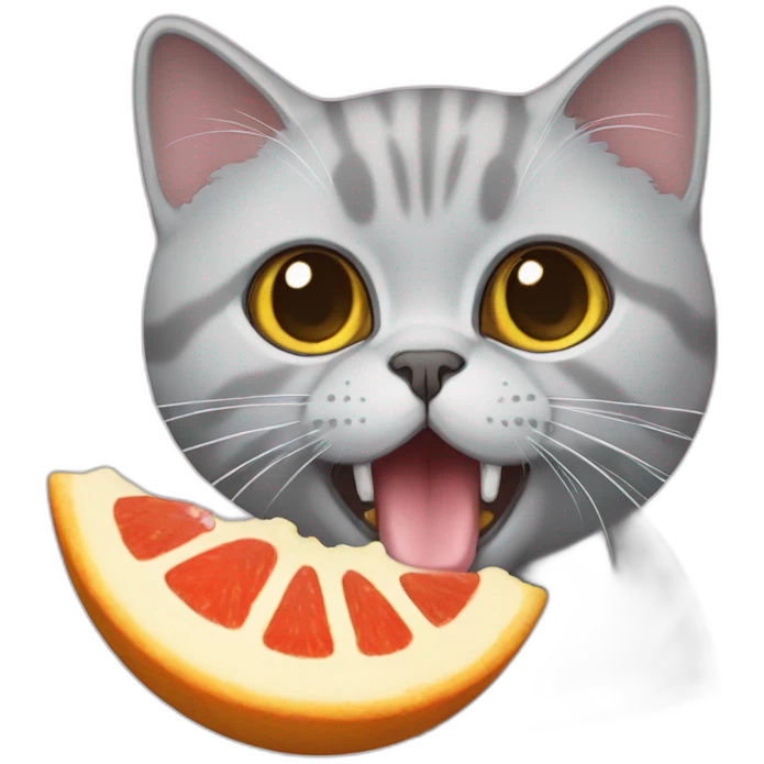 british shorthair cat eating a churu pop emoji