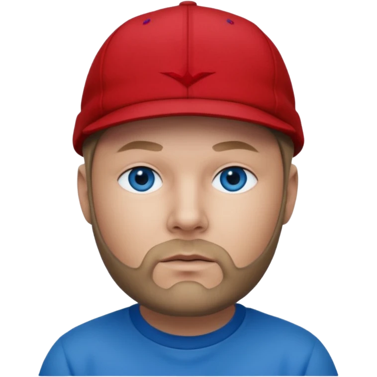 Fred Durst with dark blonde hair, blue eyes, red outfit and cap emoji