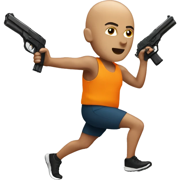 Bald runner with gun emoji