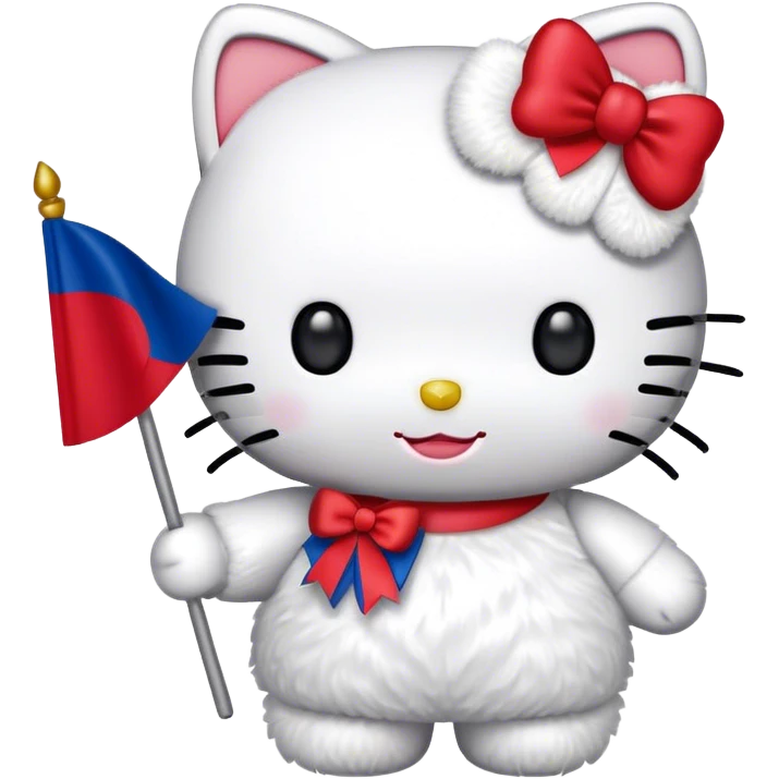 Hello Kitty holding the South Korean flag emoji