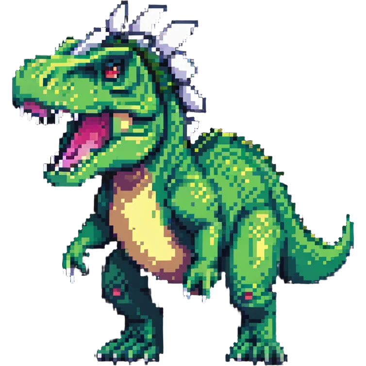 T-Rex with bunny ears and tail in pixel art style emoji