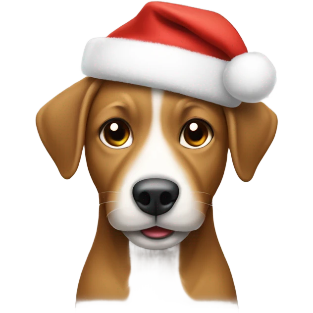 Un perro feliz con gorro de navidad  emoji