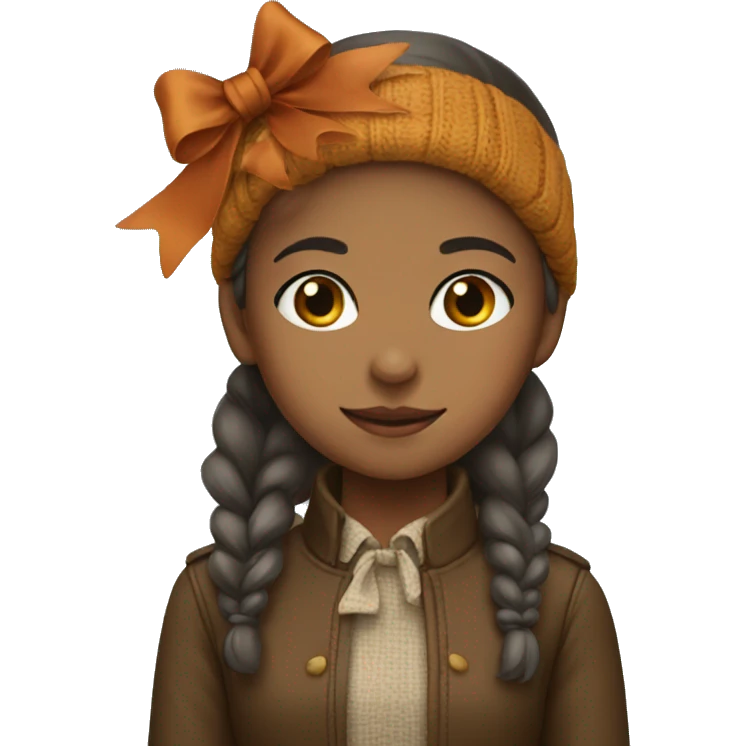 Girl with fall outfit and bow emoji