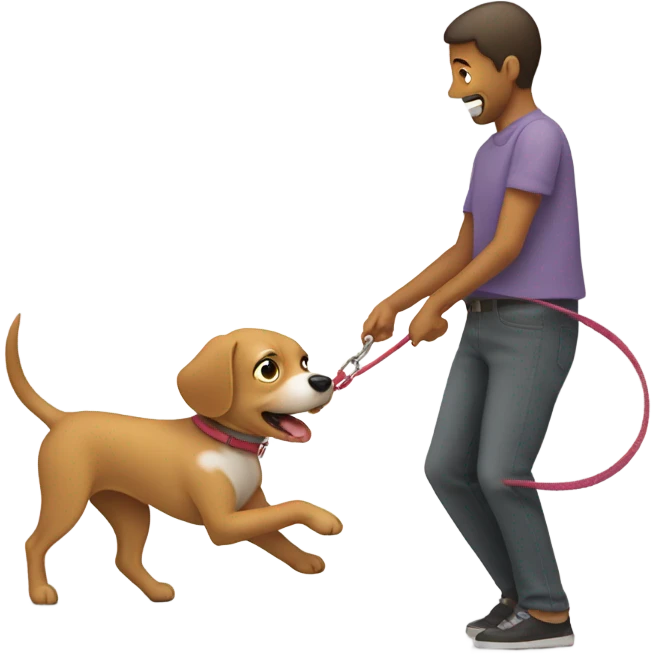 Tiny dog dragging owner emoji