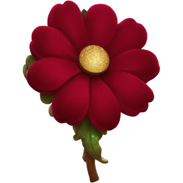 beautiful glittery velvet texture mystical flower that is like the one from rapunzel movie from 2010 and is in a deep scarlet red color emoji