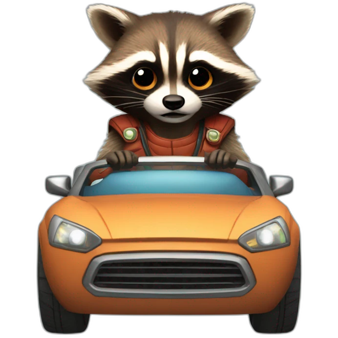 Rocket Raccoon in a car emoji
