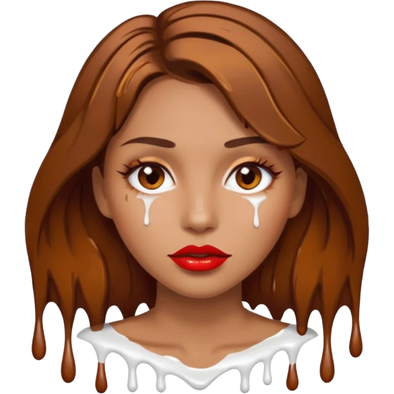 Brown Hair, Woman, white paint drip, face, hot, Sexy, lips emoji